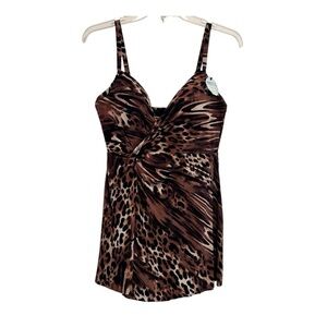 Miraclesuit Ociat Adora Swim Dress Animal Print Underwire Women's Size 10 NEW